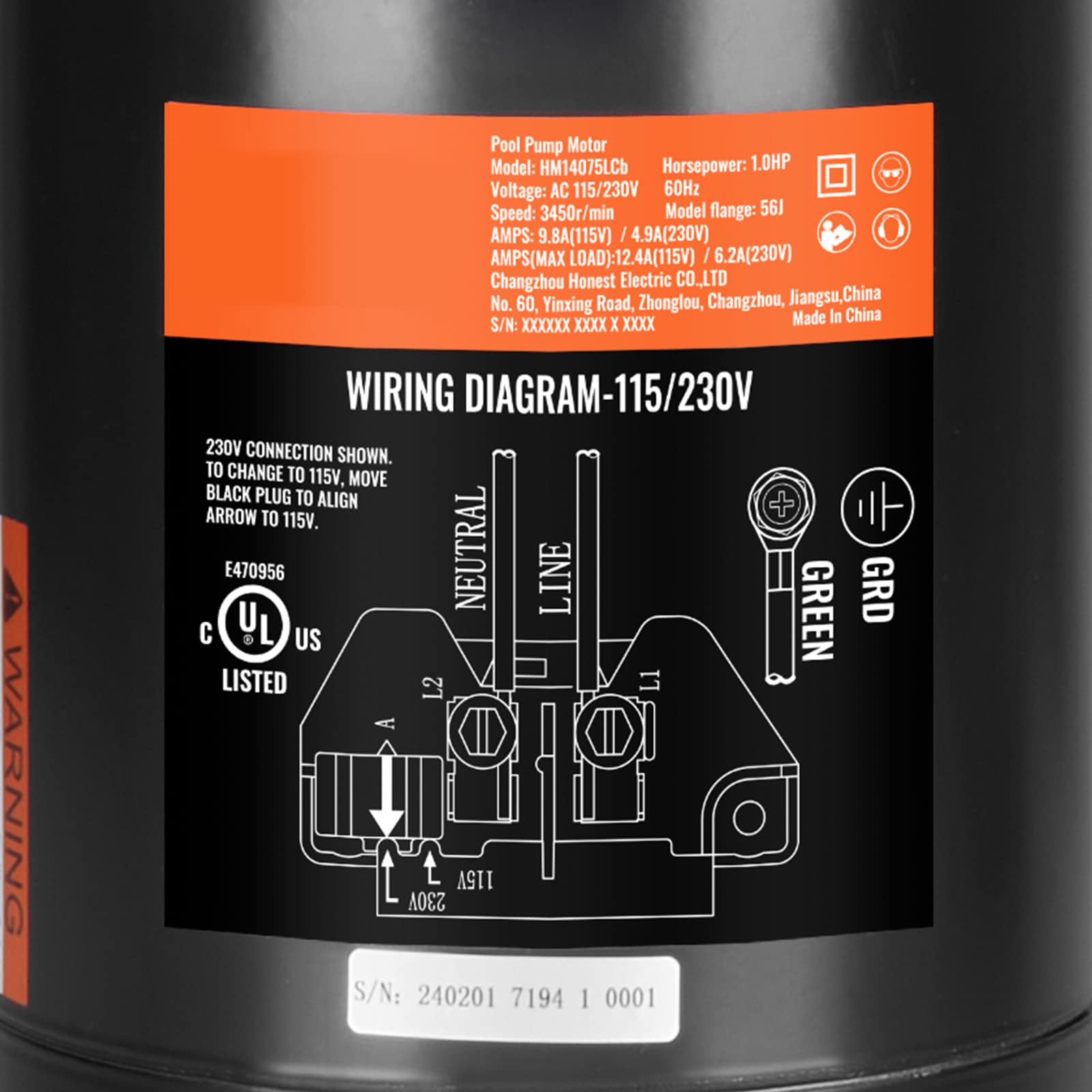 Swimming Pool Pump Motor 1 Hp Round Flange Replacement Motor_voghion.com